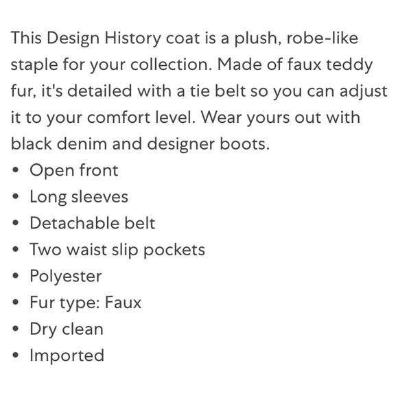 HOST PICK!!! ✨Design History Lila Faux Fur Belted Beige Coat Small - Picture 6 of 7